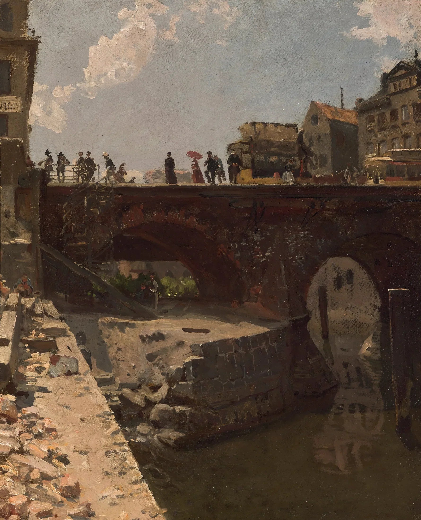Brücke in einer französischen Stadt - Stanislas Lépine image 1 copie de tableau peinte à la main