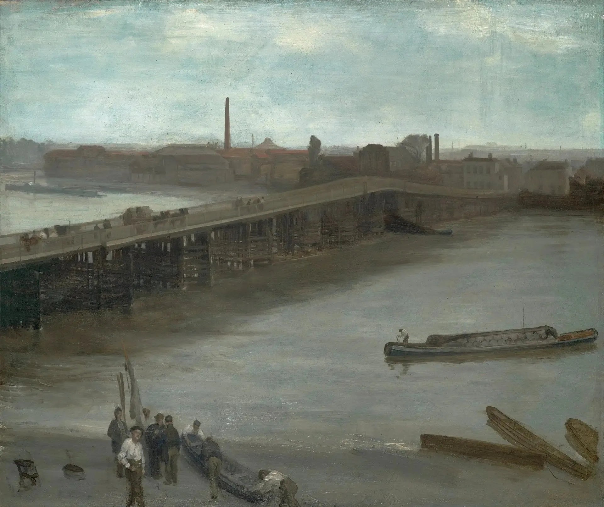 Brun et argent : le vieux pont de Battersea - James Abbott McNeill Whistler image 1 reproduction artisanale de tableau