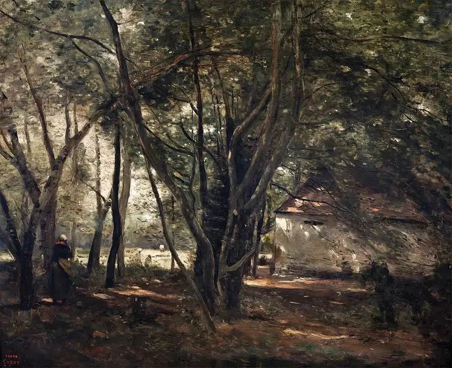 Brunoy, allée verte près de la ferme - Jean-Baptiste Camille Corot image 1 reproduction de peinture à l’huile