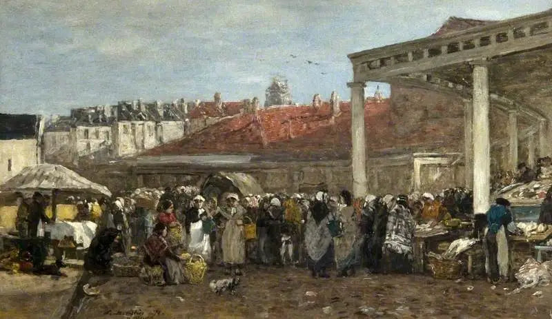 Bruxelles, le Vieux Marché aux Poissons - Eugène Boudin image 1 copie de tableau peinte à la main