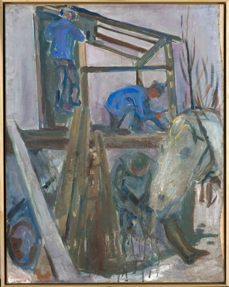 Bûcherons au travail sur l'immeuble du studio - Edvard Munch
