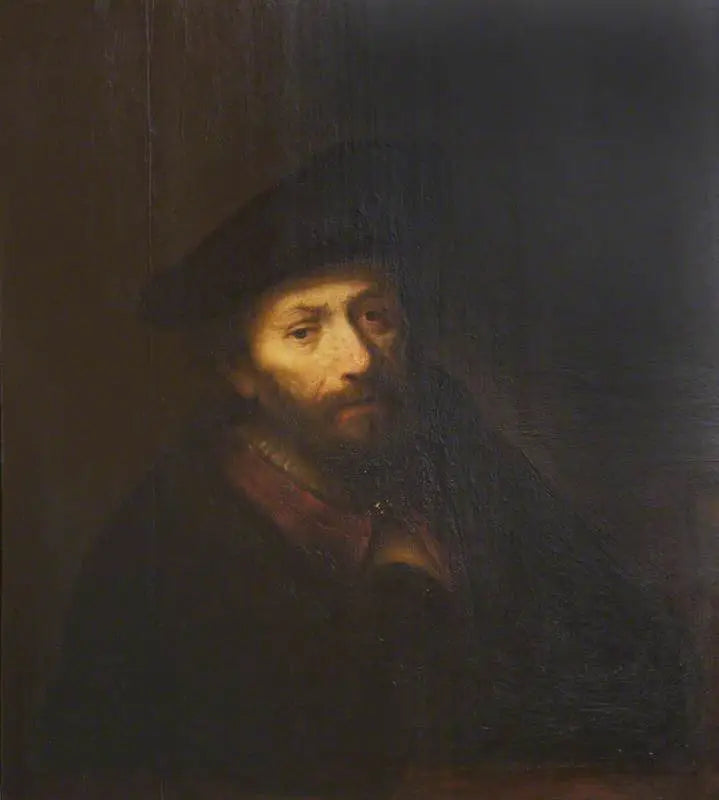 Buste d'homme avec barbe et béret - Rembrandt image 1 copie peinte à la main à l’huile