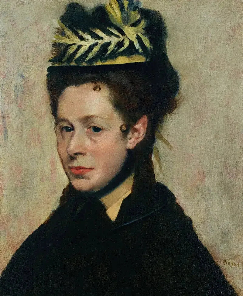 Buste de femme au chapeau à plumes - Edgar Degas image 1 tableau peint à l’huile sur toile