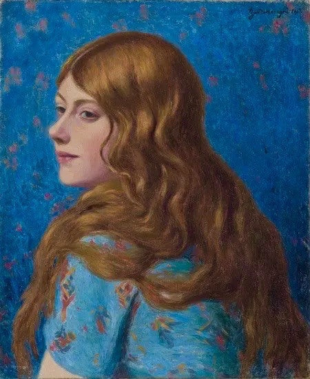 Buste de femme rousse vue de profil - Federico Zandomeneghi image 1 reproduction artisanale de tableau