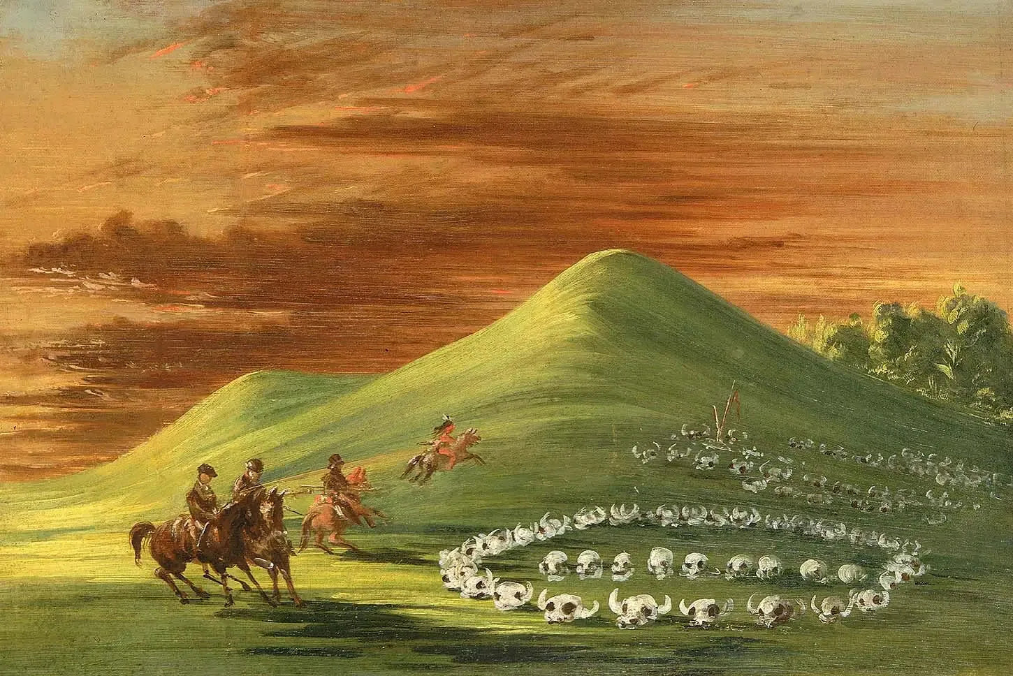 Butte de Mort, cimetière sioux, Haut-Missouri - George Catlin image 1 copie peinte à la main à l’huile