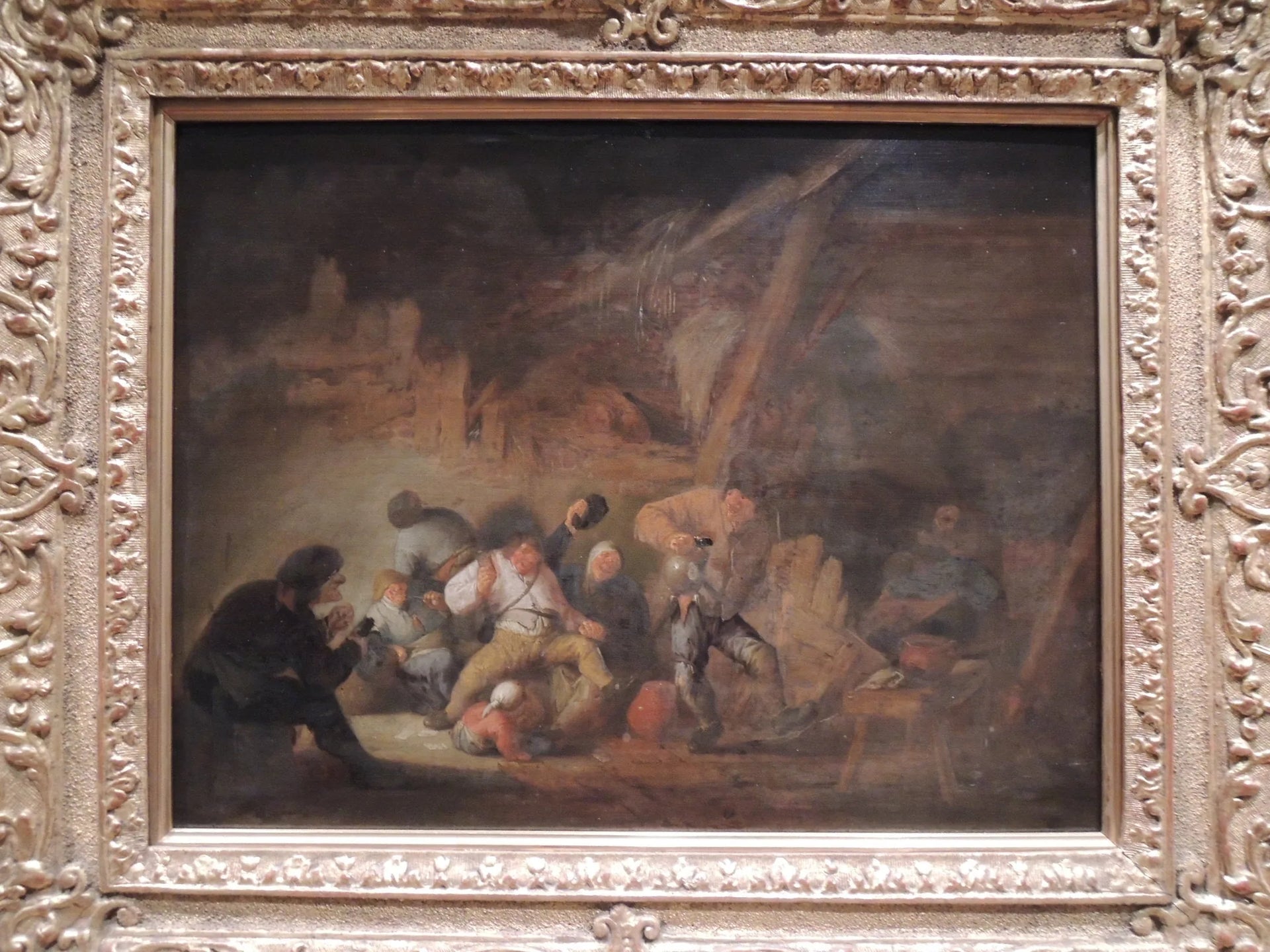Buveurs dans une grange - Adriaen Brouwer image 1 copie de tableau peinte à la main