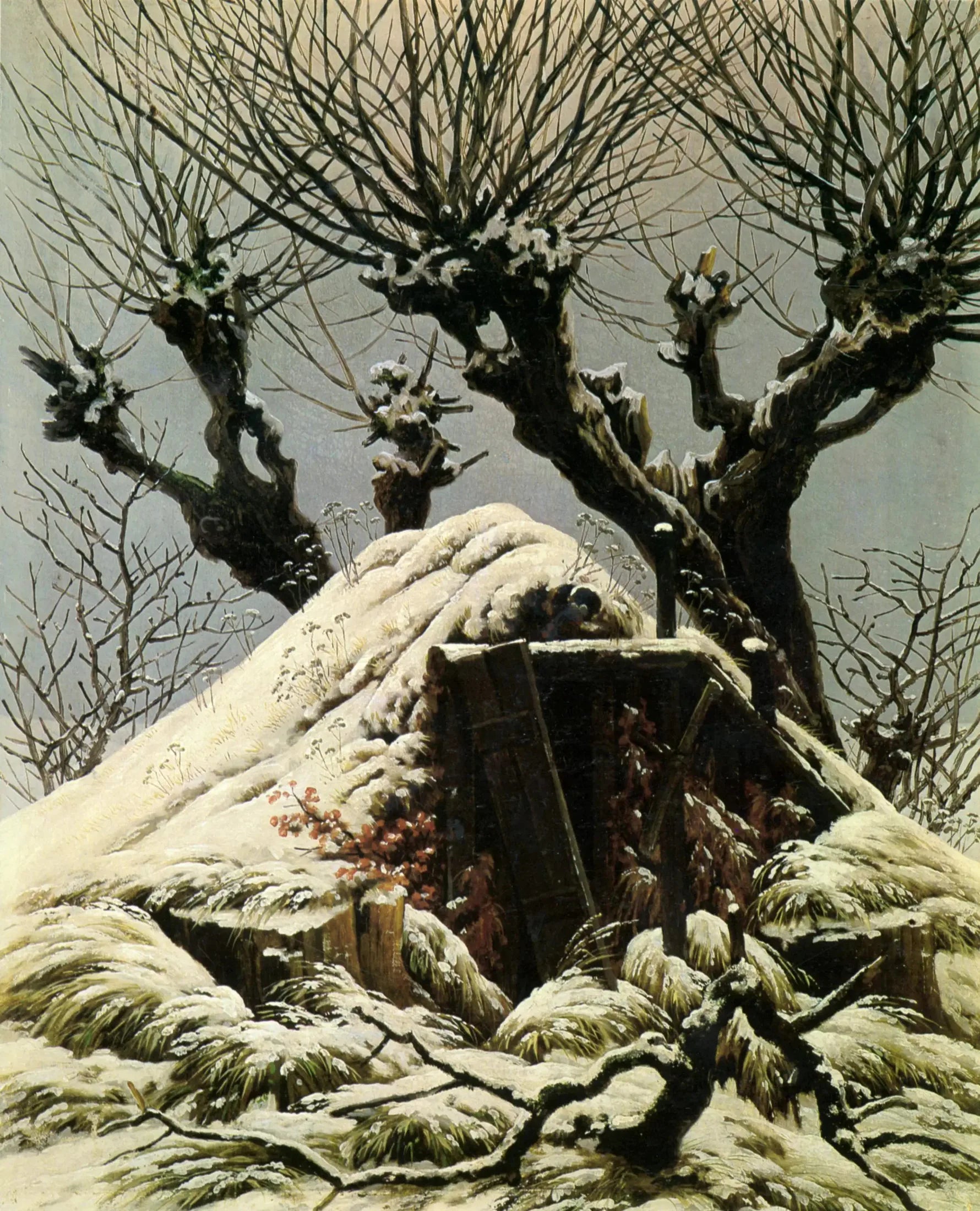 Cabane sous la neige - Caspar David Friedrich image 1 reproduction artisanale de tableau