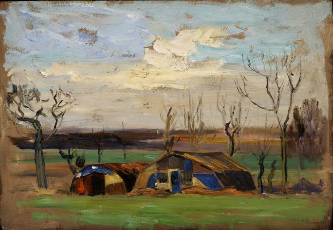 Cabanes Nissen camouflées - Maurice Galbraith Cullen image 1 copie peinte à la main à l’huile