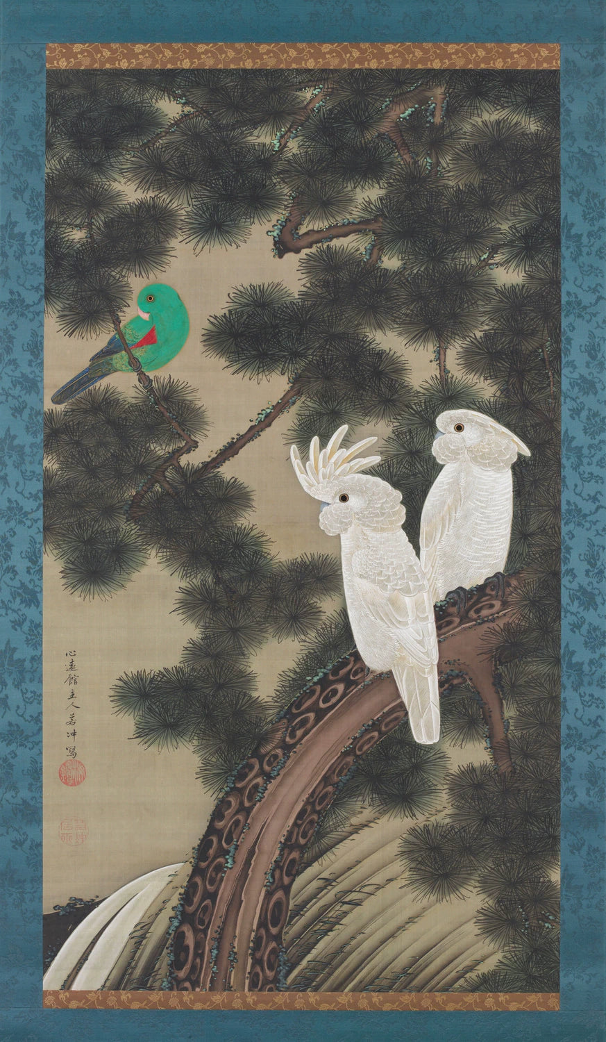 Cacatoès sur un vieux pin, Itō Jakuchū, 1800