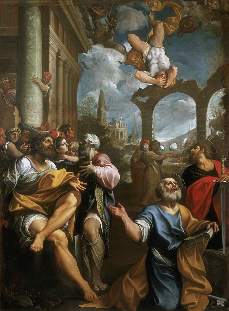 Caduta di Simon Mago - Ludovico Carracci image 1 copie peinte à la main à l’huile