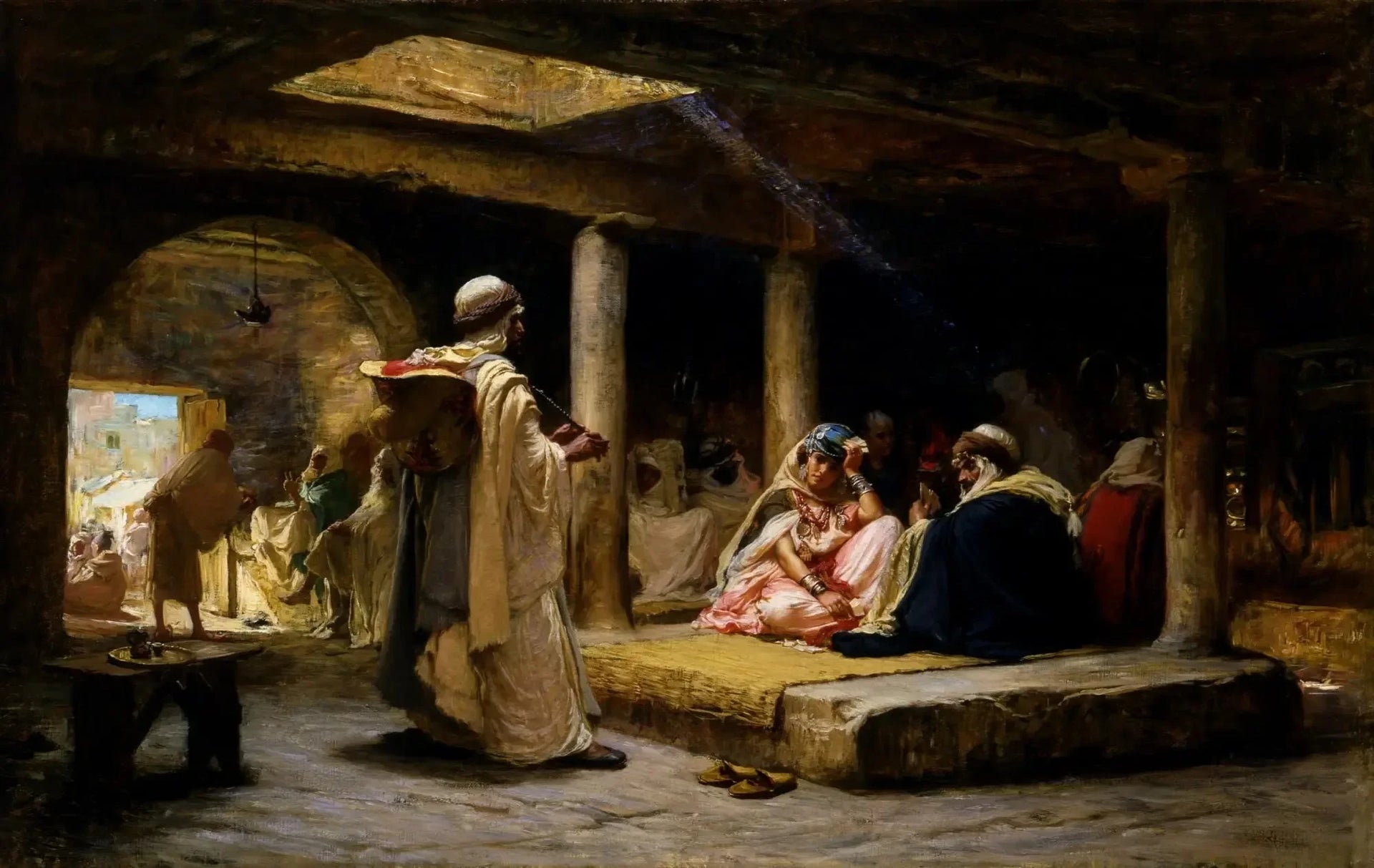 Café à Biskra, Algérie - Frederick Arthur Bridgman image 1 reproduction de peinture à l’huile