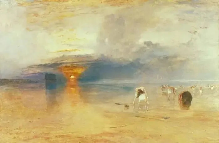 Calais Sands at Low Water - Poissards Collecting Bait - J. M. W. Turner image 1 copie de tableau peinte à la main