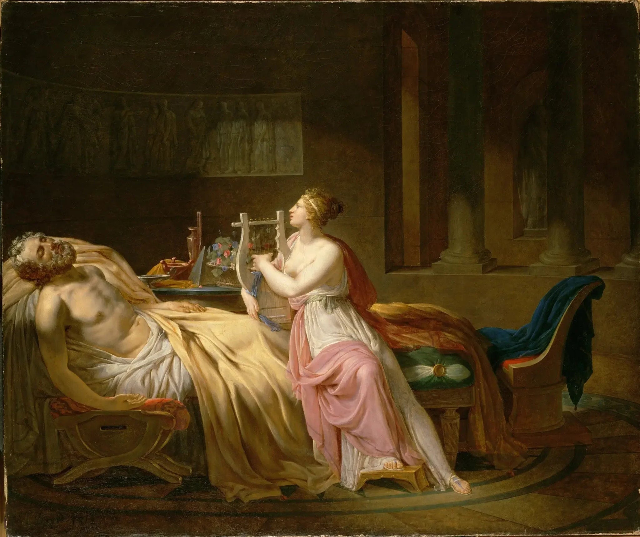 Calliope pleurant Homère - Jacques-Louis David image 1 copie de tableau peinte à la main