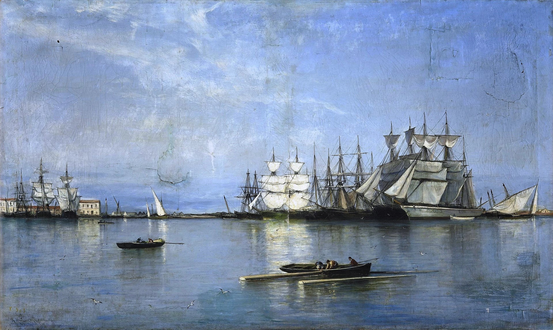 Calme dans le port de Valence - Rafael Monleón y Torres