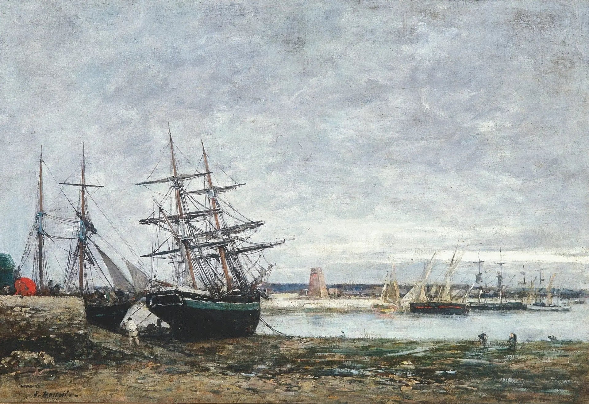 Camaret, marée basse dans la rade - Eugène Boudin image 1 copie peinte à la main à l’huile