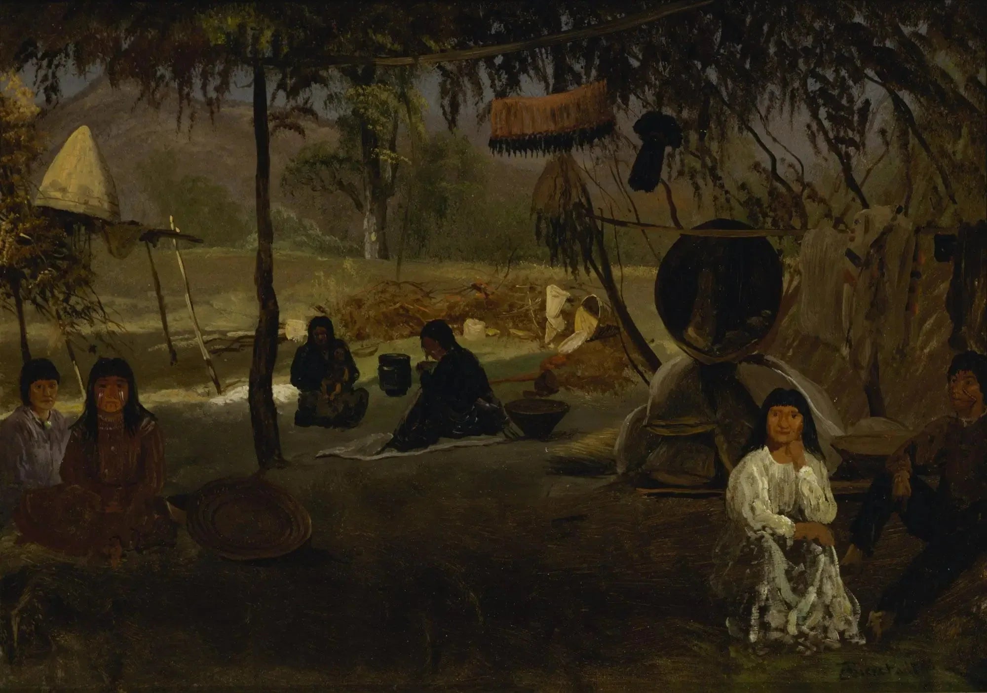 Camp indien de Californie - Albert Bierstadt image 1 reproduction de peinture à l’huile