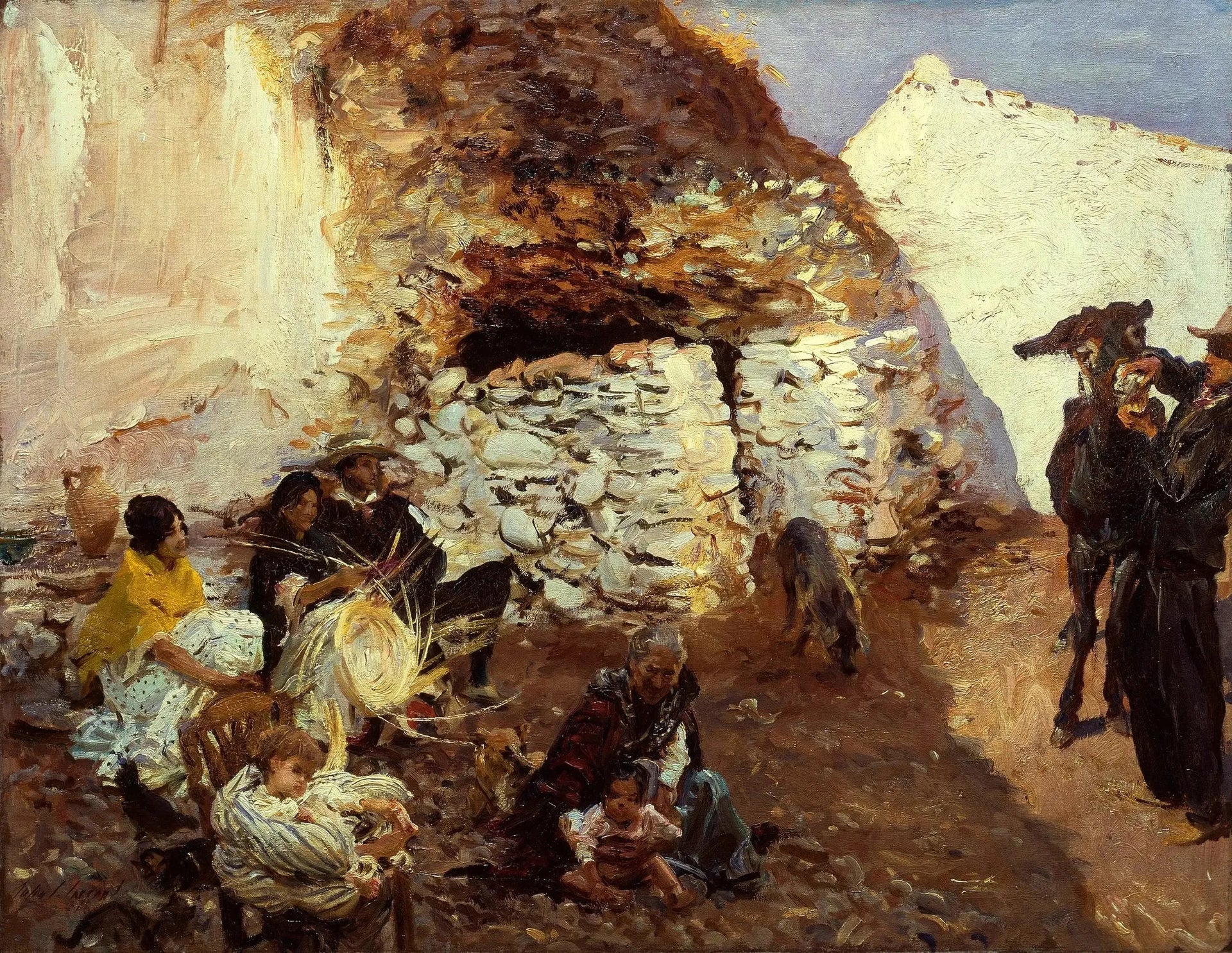Campement gitan, Grenade, Espagne - John Singer Sargent image 1 copie de tableau peinte à la main