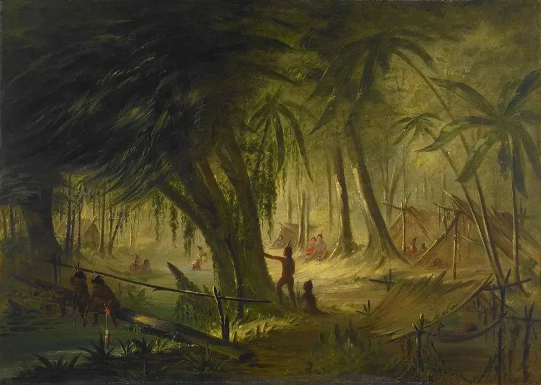 Campement indien - George Catlin image 1 reproduction de peinture à l’huile