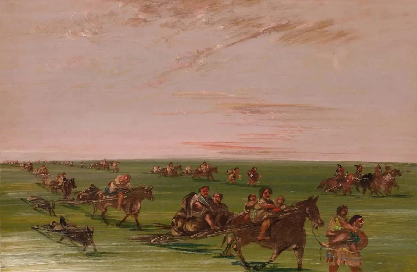 Campement mobile de la bande des Sioux - George Catlin image 1 tableau peint à l’huile sur toile