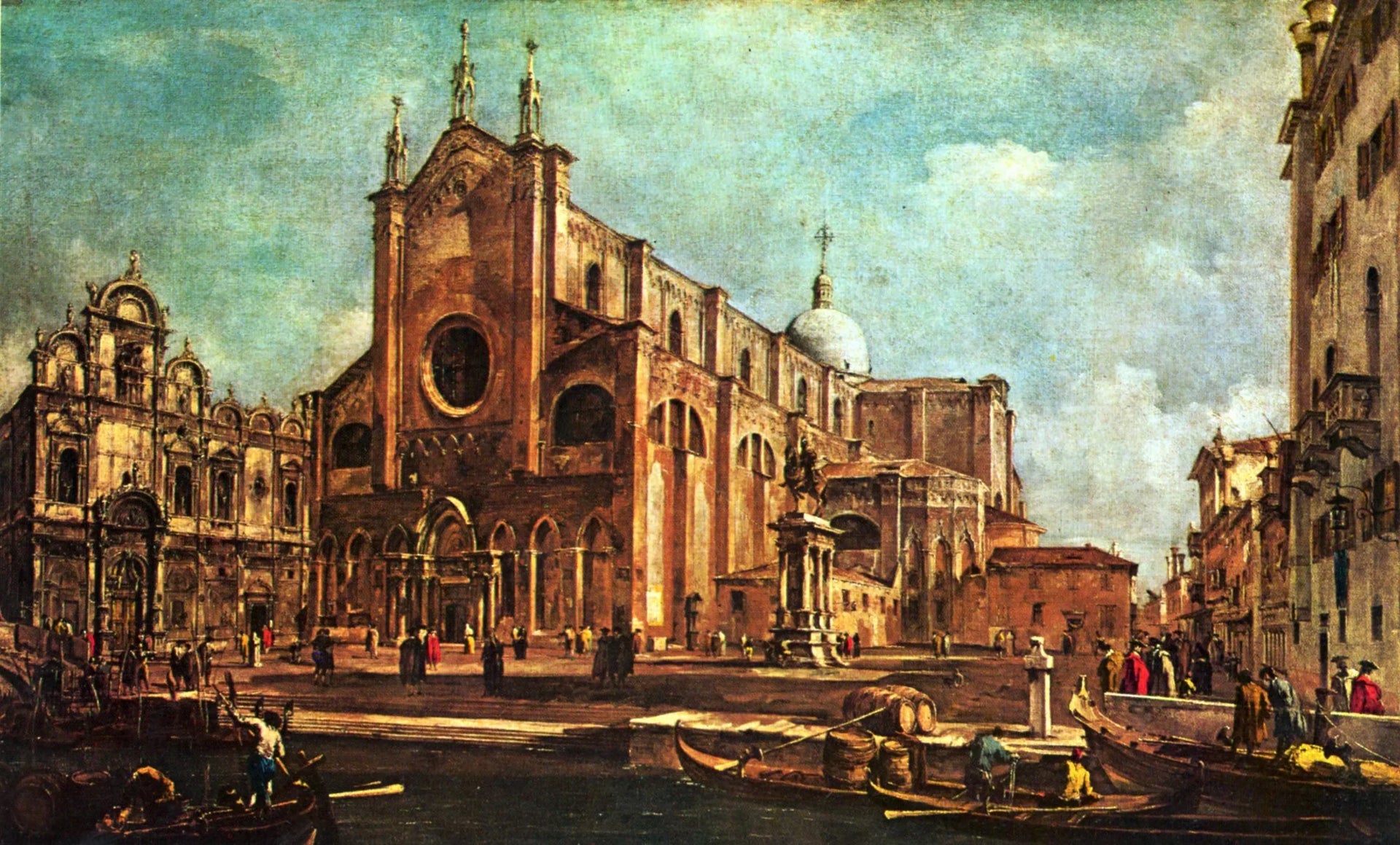 Campo de l'église Santi Giovanni et Paolo, avec l'École de Saint-Marc à Venise - Francesco Guardi image 1 reproduction de peinture à l’huile