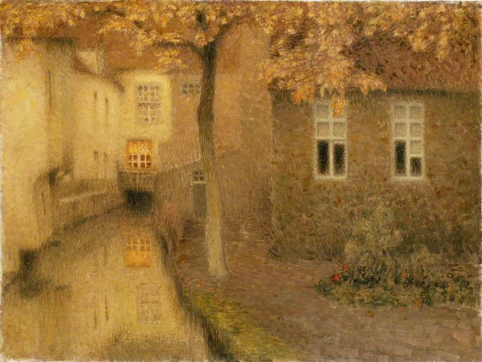 Canal à Bruges dans le crépuscule - Henri Le Sidaner image 1 copie peinte à la main à l’huile