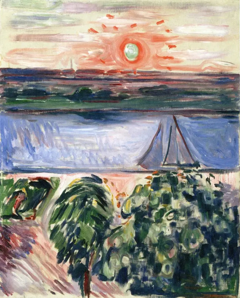 canal au soleil couchant - Edvard Munch image 1 copie de tableau peinte à la main