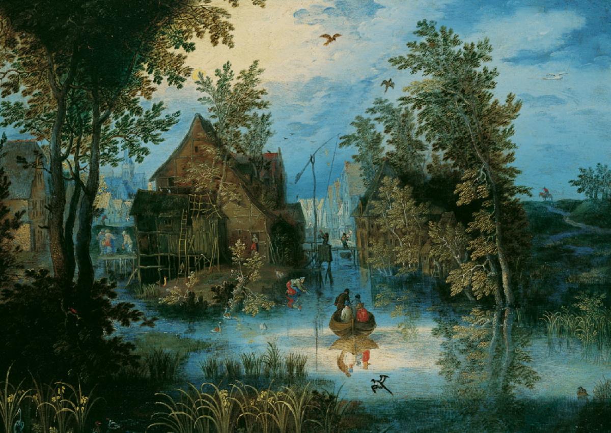 canal du village - Jan Brueghel le Jeune image 1 reproduction réalisée par Alpha Reproduction
