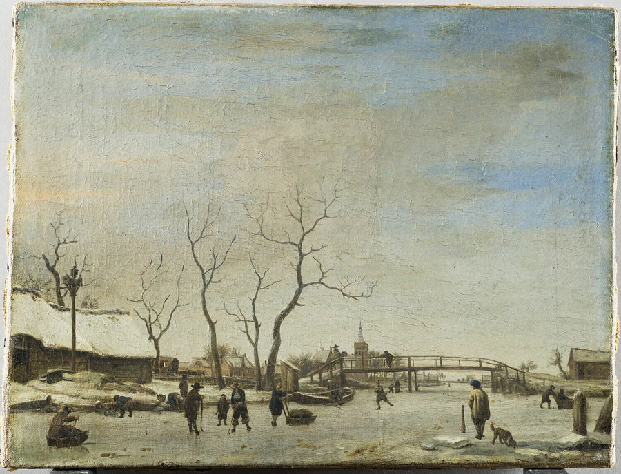 Canal gelé avec patineurs et joueurs de kolf - Adriaen van de Velde