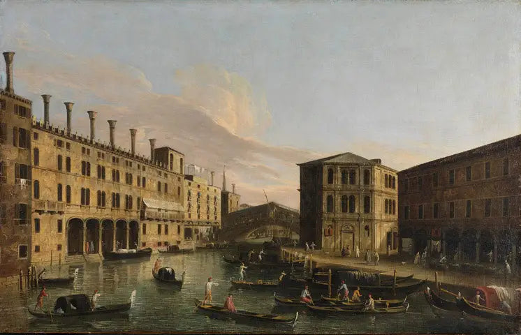 Canal Grande in Venedig mit Rialto Brücke von Norden - Canaletto