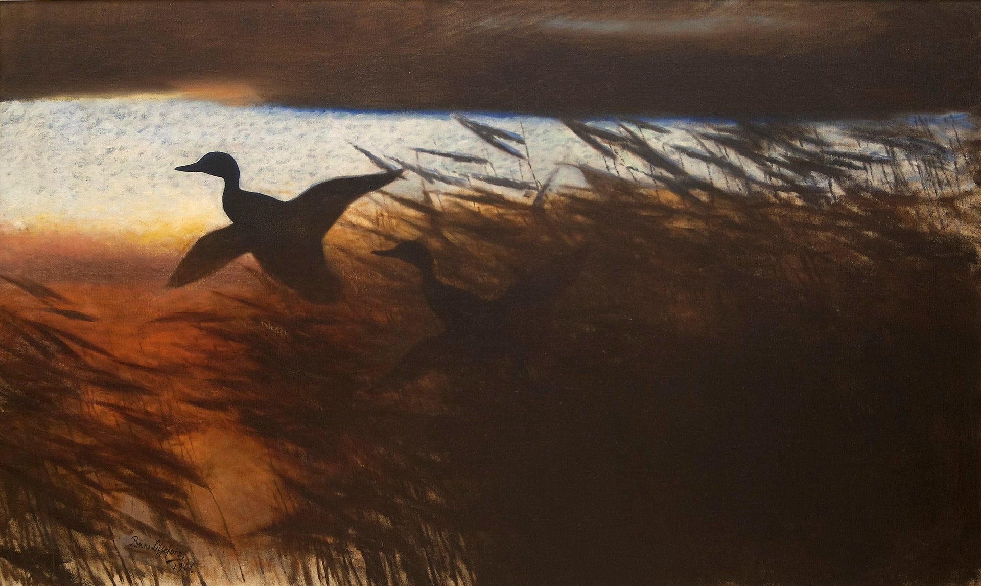 Canards d'été s'élevant - Bruno Liljefors image 1 copie peinte à la main à l’huile