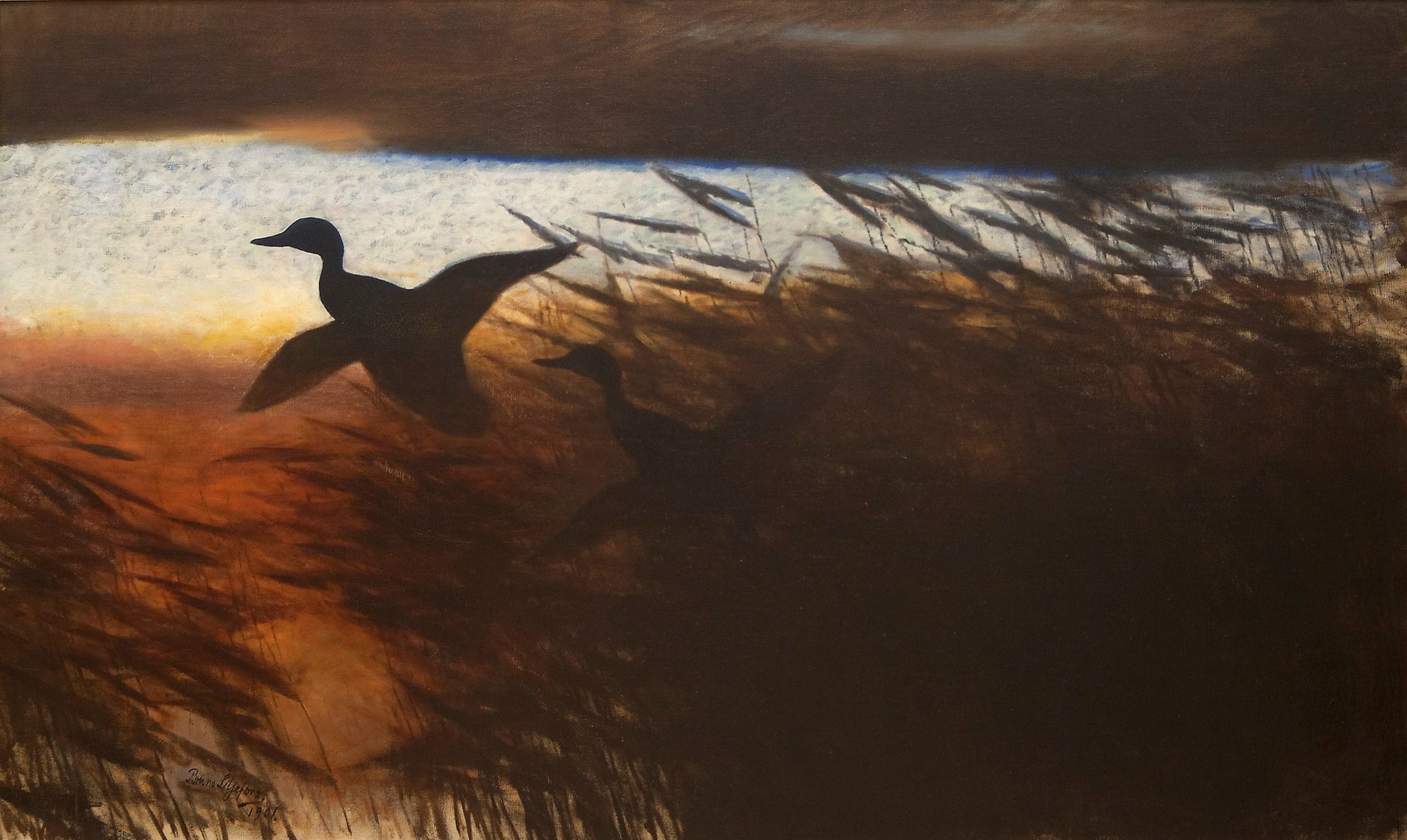 Canards d'été s'élevant - Bruno Liljefors image 1 copie peinte à la main à l’huile