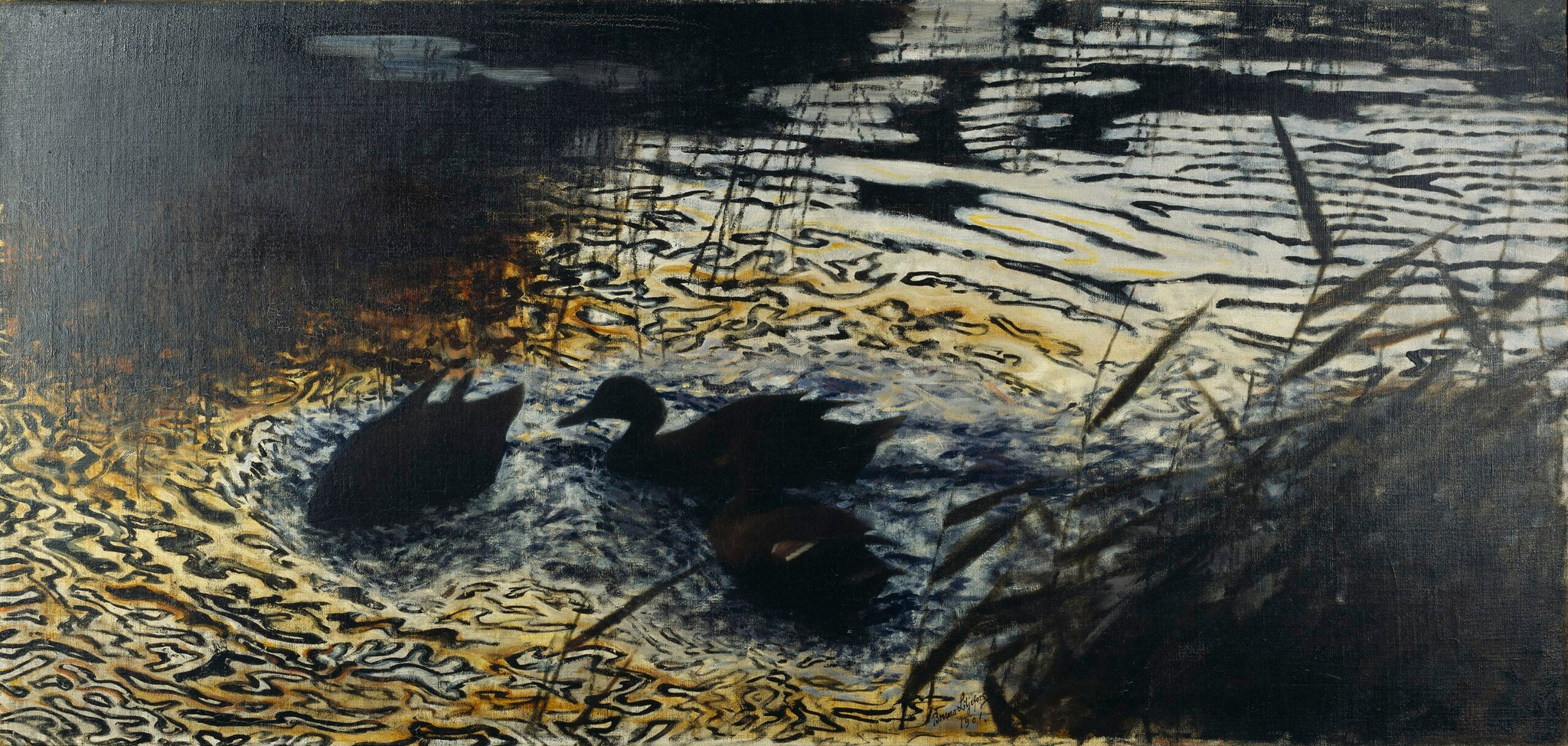 Canards sauvages du soir (La peau du léopard) - Bruno Liljefors image 1 reproduction artisanale de tableau