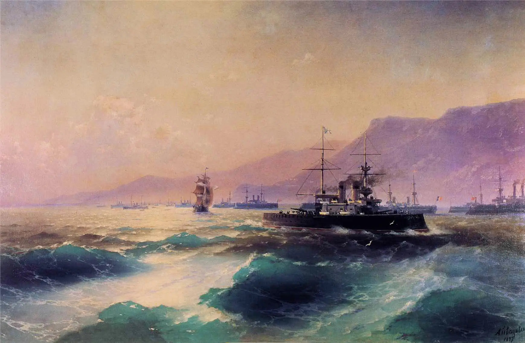 Canonnière au large de la Crète - Ivan Aïvazovski image 1 tableau peint à l’huile sur toile
