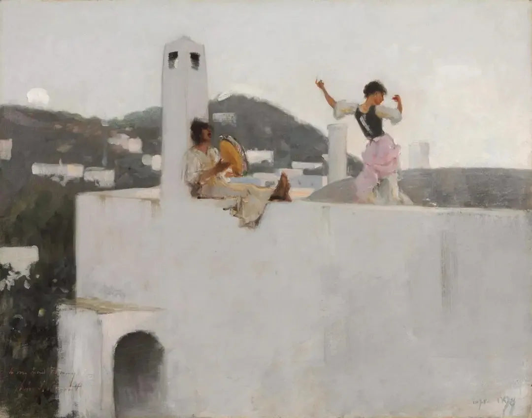 Capri Girl sur un toit - John Singer Sargent image 1 copie de tableau peinte à la main