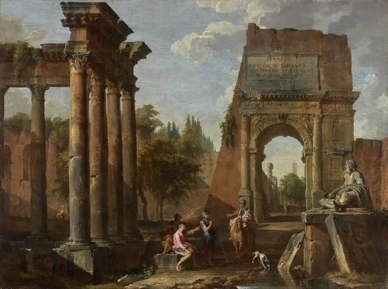 Capriccio architectural, Arc de Titus avec figures - Giovanni Paolo Panini image 1 reproduction réalisée par Alpha Reproduction