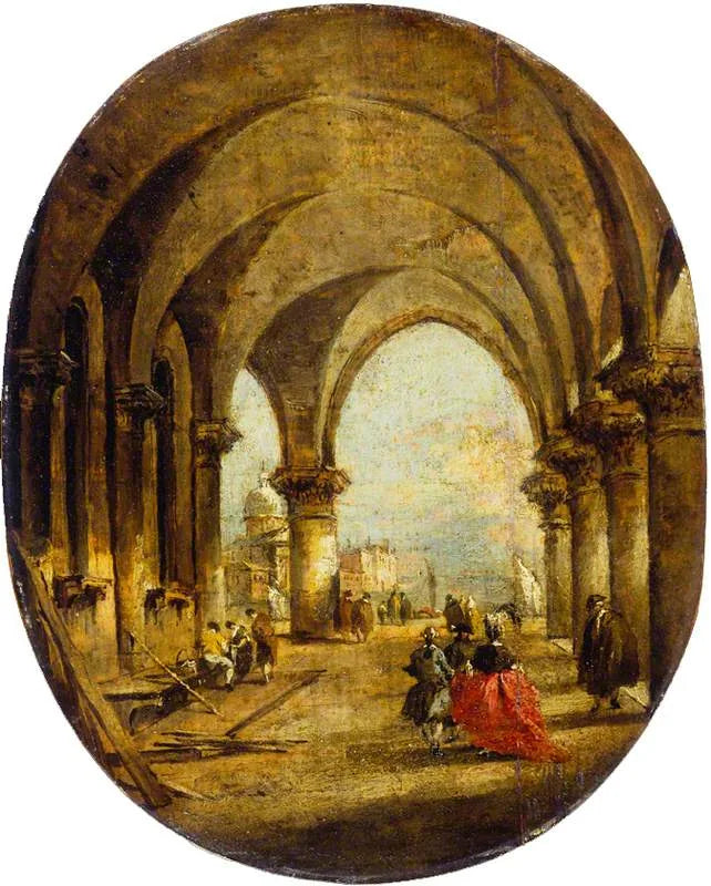 Capriccio avec l'arcade du palais des Doges et San Giorgio Maggiore - Francesco Guardi image 1 copie de tableau peinte à la main