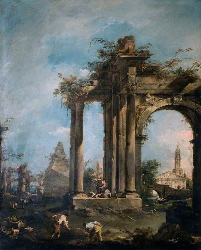 Capriccio avec ruines et figures - Francesco Guardi image 1 reproduction d’œuvre d’art à l’huile