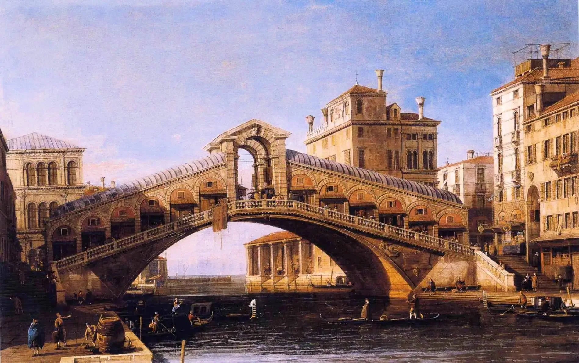 Capriccio du Rialto avec la lagune en arrière-plan - Canaletto image 1 reproduction de peinture à l’huile