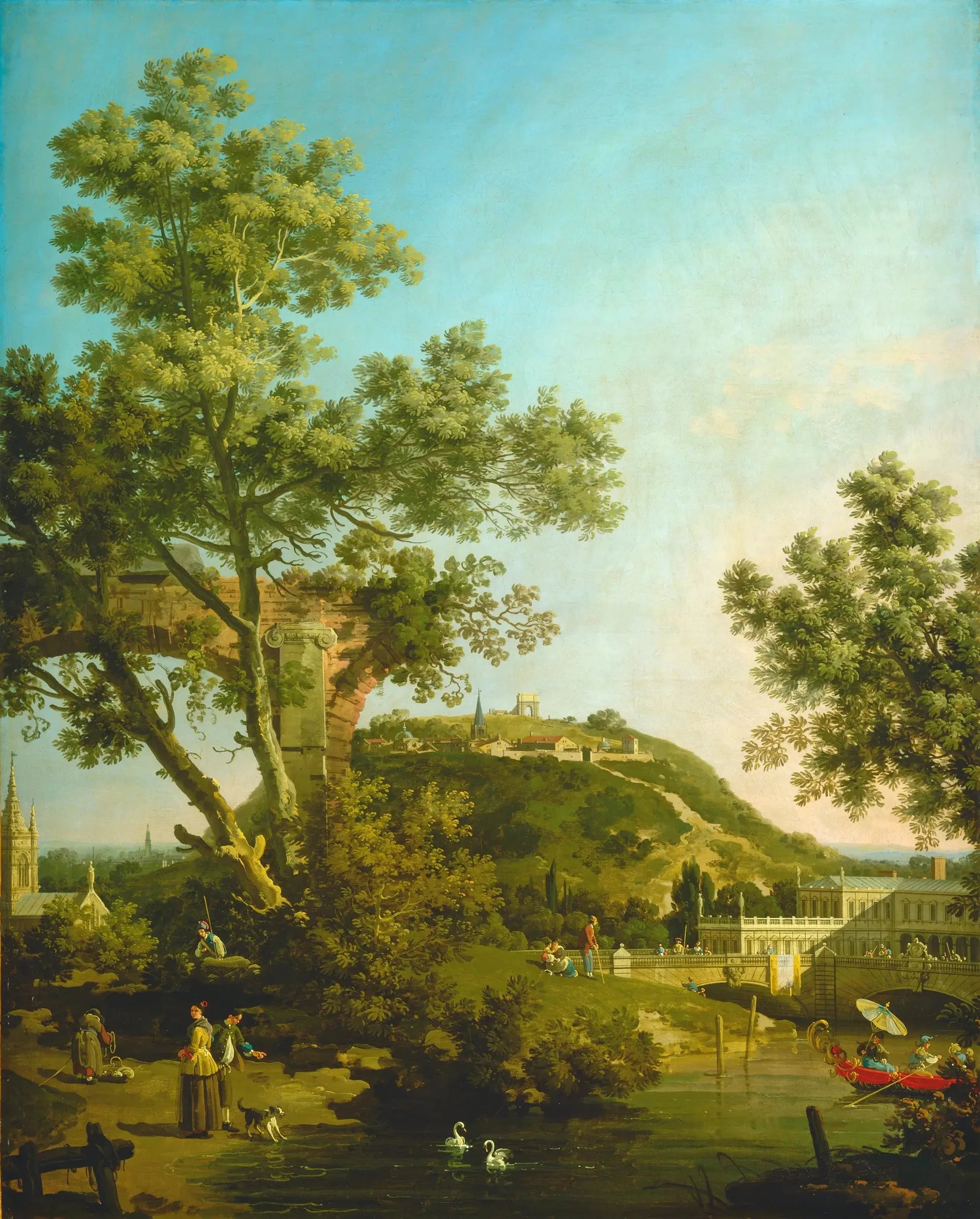 Capriccio : paysage anglais avec un palais - Canaletto image 1 copie peinte à la main à l’huile