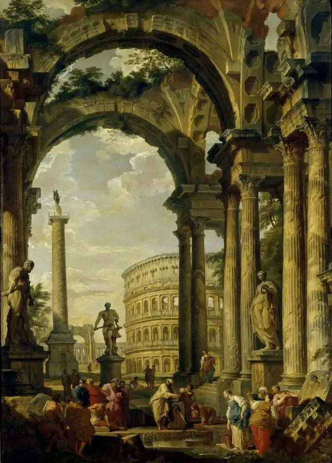 Capriccio romain - Giovanni Paolo Panini image 1 copie peinte à la main à l’huile