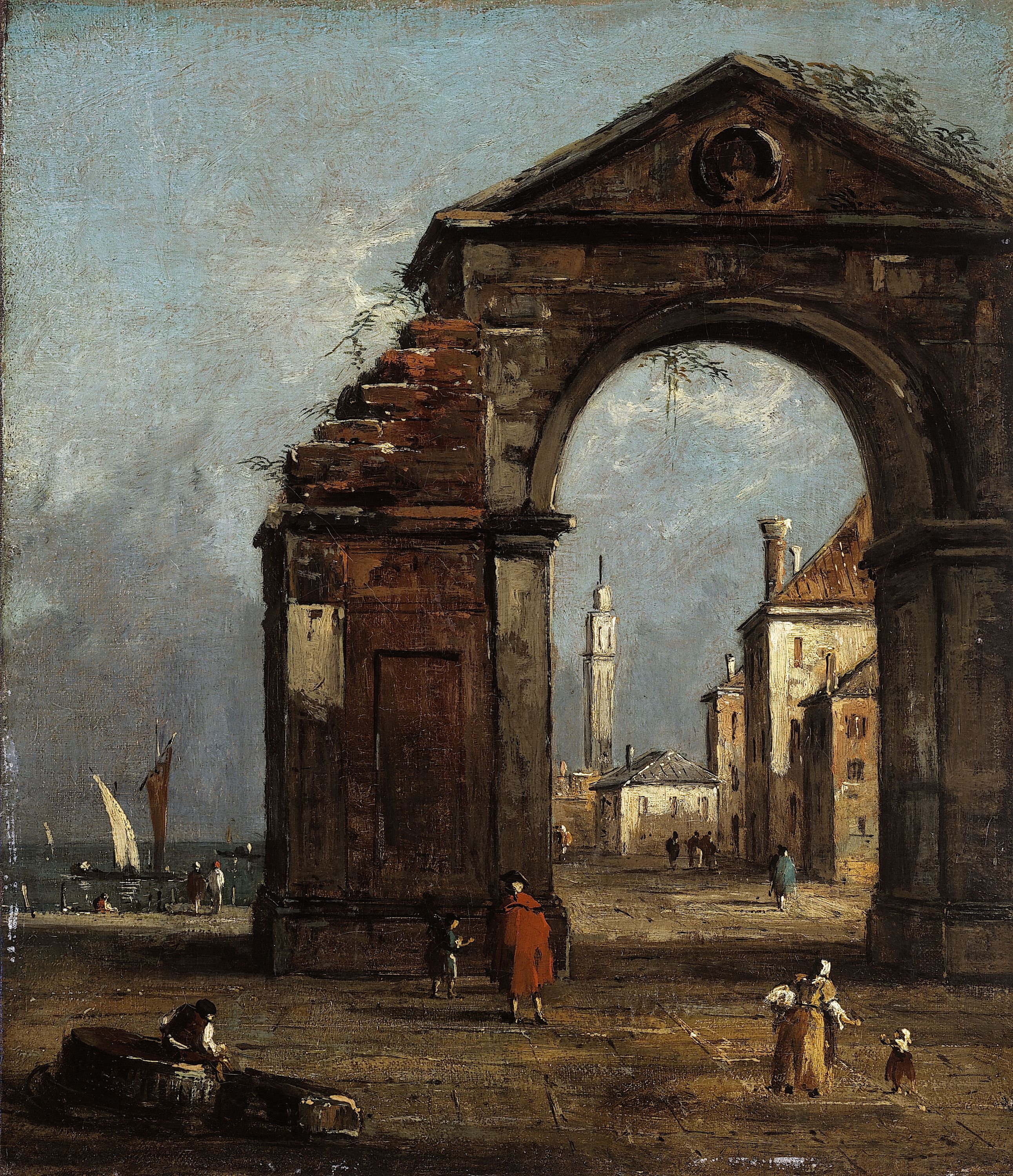Caprice avec arc triomphal en ruine et paysage du bord de la lagune - Francesco Guardi - Alpha Reproduction