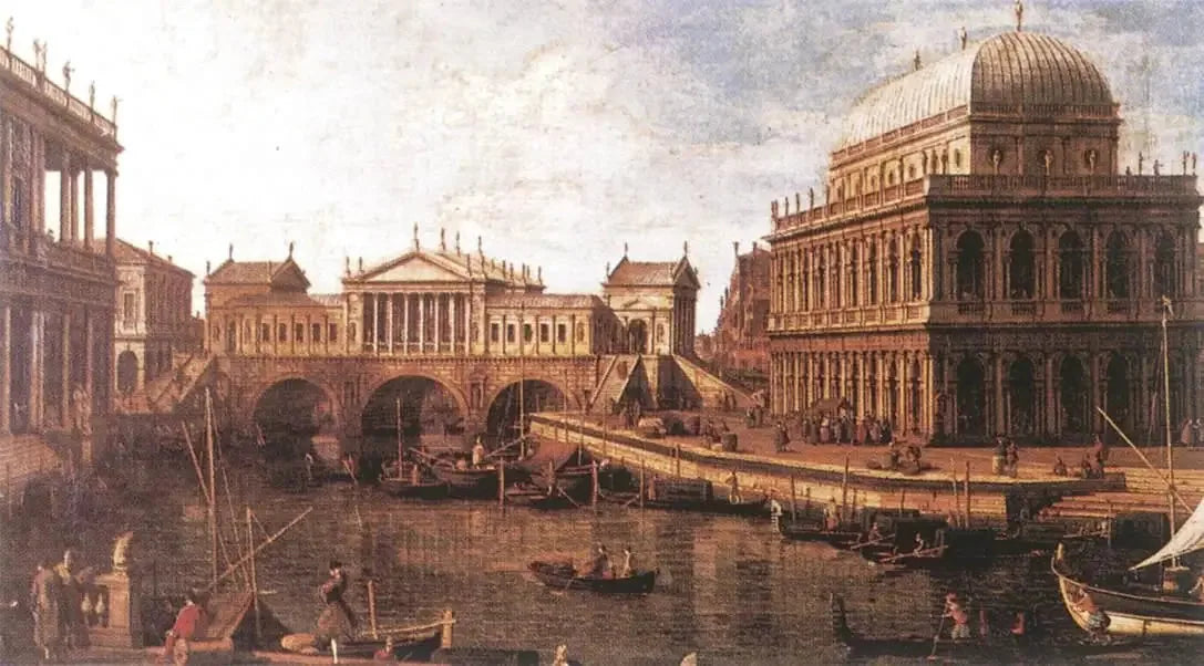 Caprice avec édifices palladiens - Canaletto image 1 copie de tableau peinte à la main