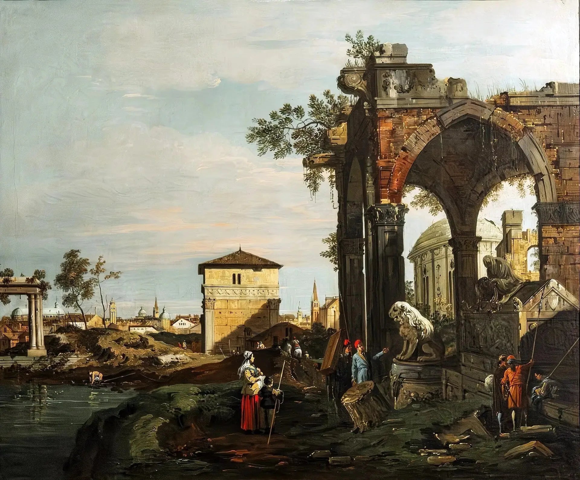Caprice avec ruines et la Porte Portello, à Padoue - Canaletto image 1 tableau peint à l’huile sur toile