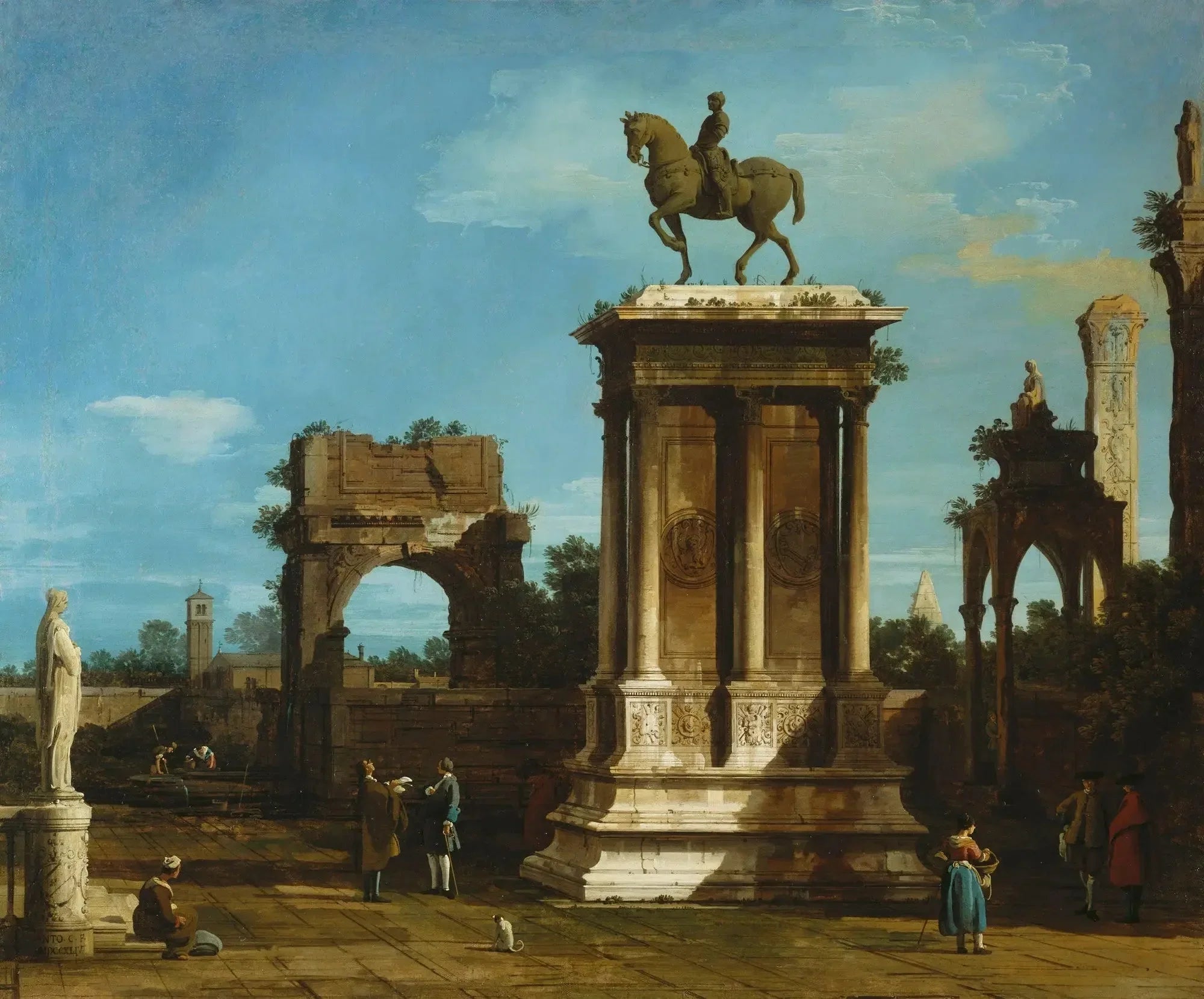 Caprice du monument Colleoni - Canaletto image 1 copie de tableau peinte à la main