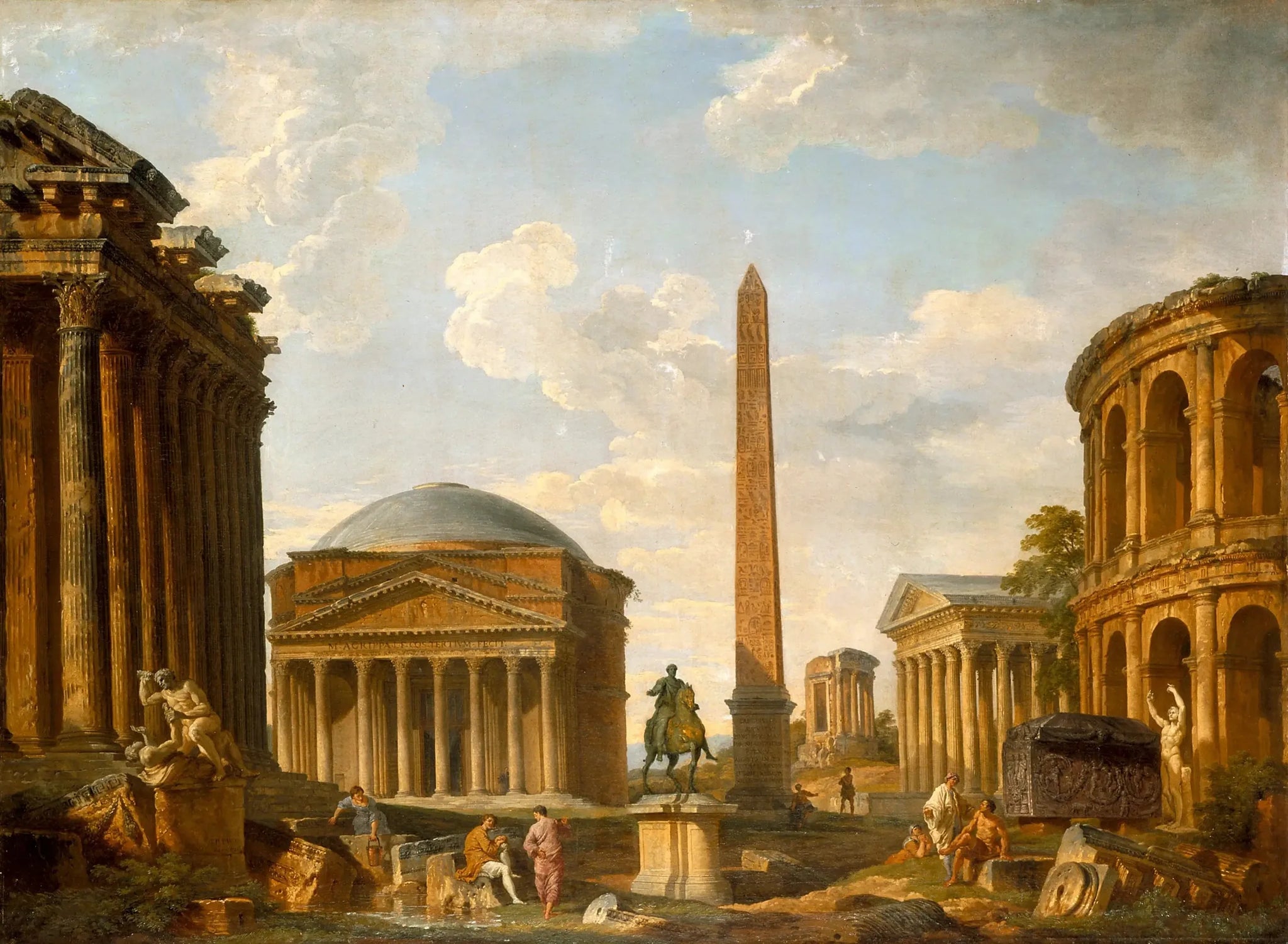 Caprice romain : le Panthéon et autres monuments - Giovanni Paolo Panini image 1 reproduction artisanale de tableau