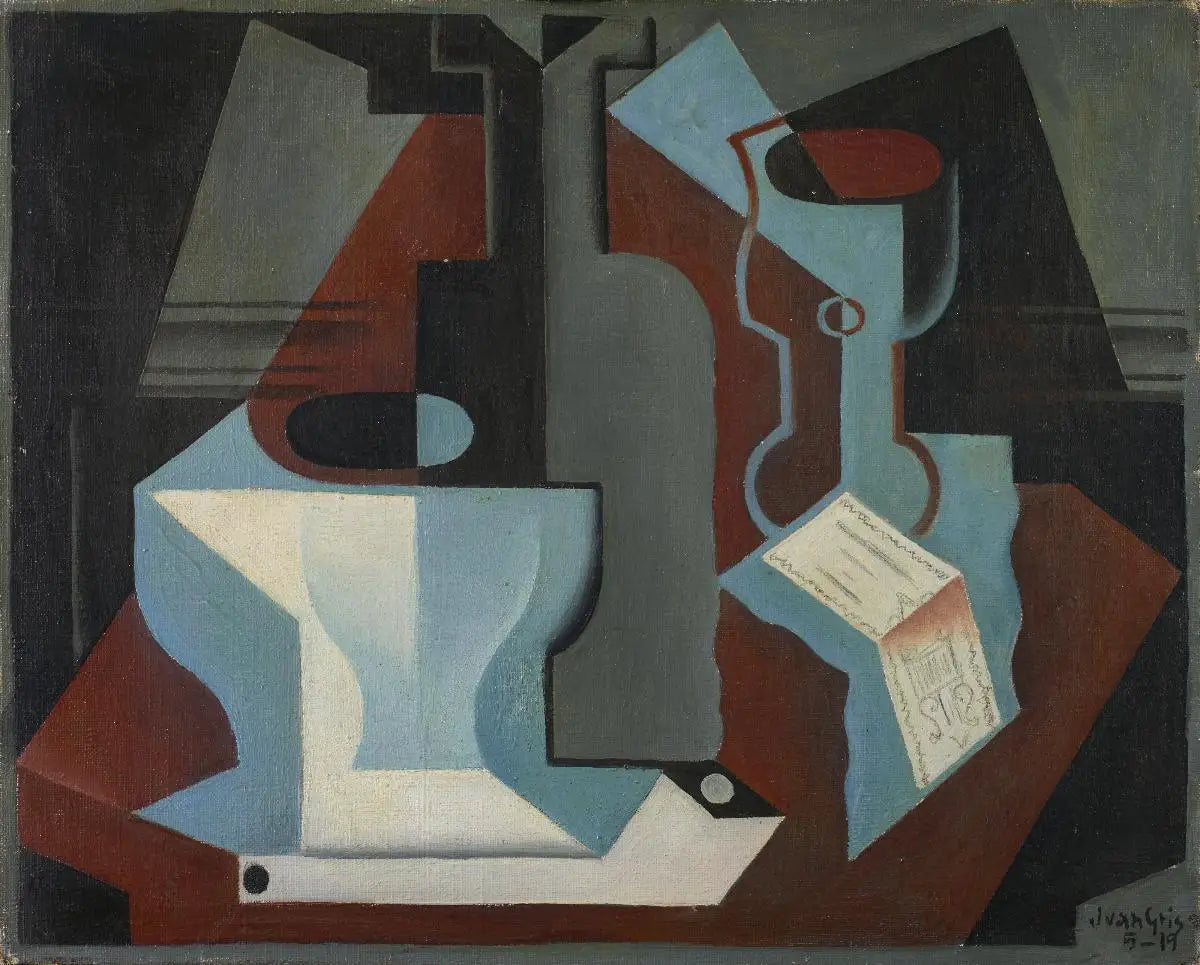 Carafe, bol et verre - Juan Gris image 1 copie peinte à la main à l’huile