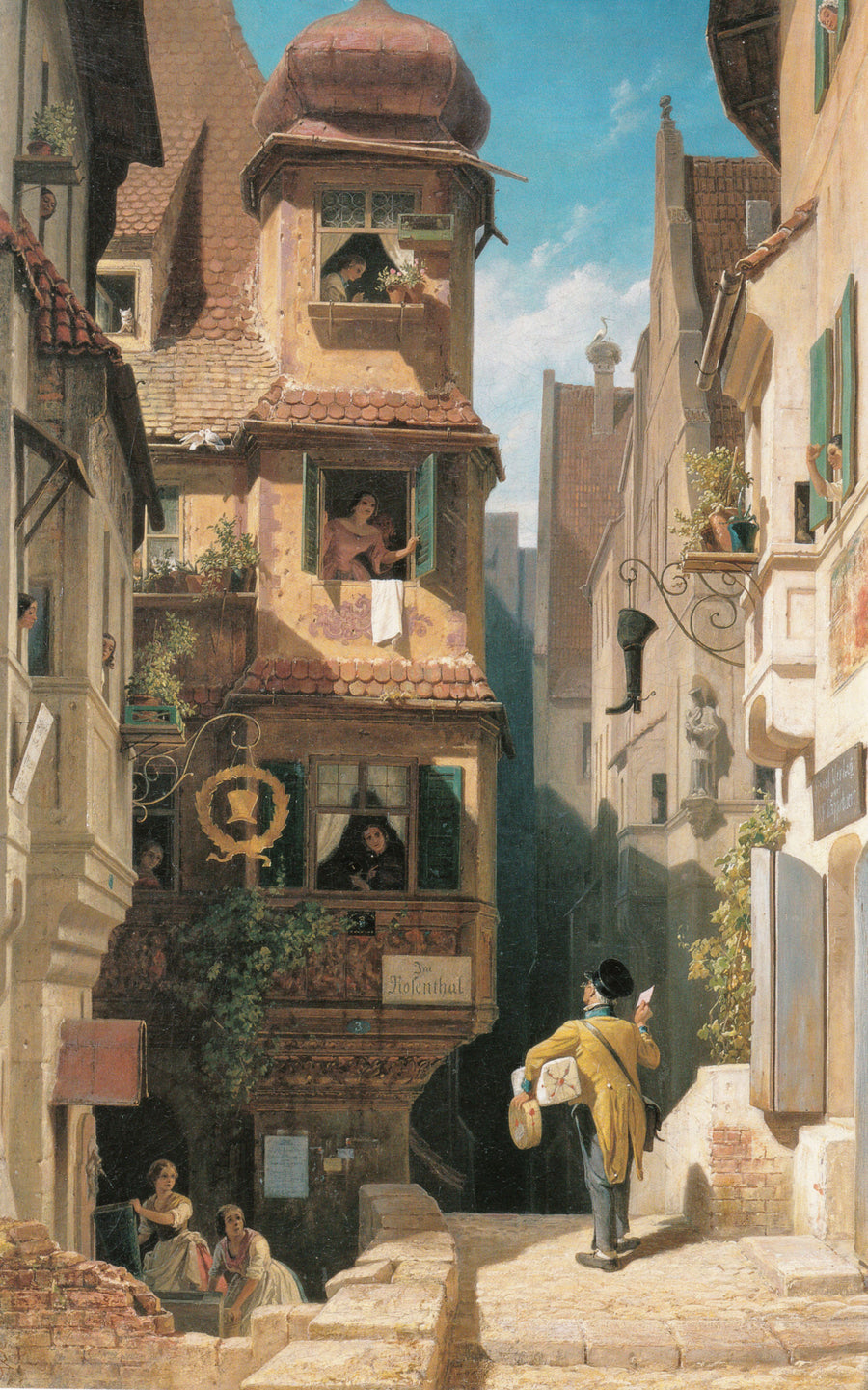 Der Briefbote im Rosenthal - Carl Spitzweg