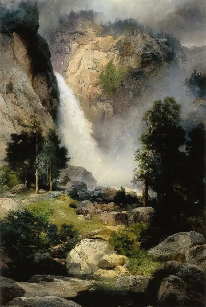 Cascade Falls, Yosemite - Thomas Moran image 1 tableau peint à l’huile sur toile