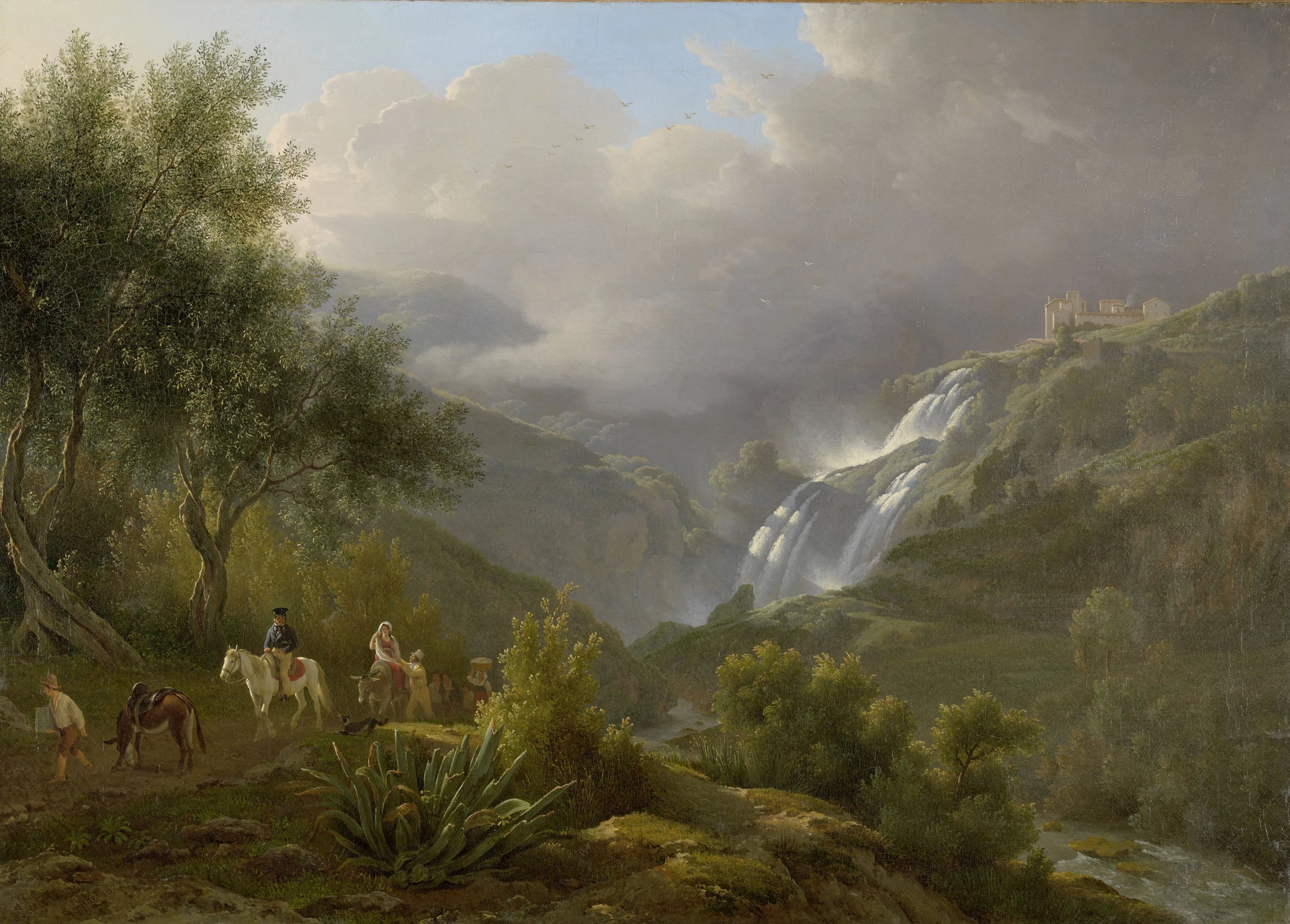 La cascatelle à Tivoli lors d'un orage qui approche - Abraham Teerlink