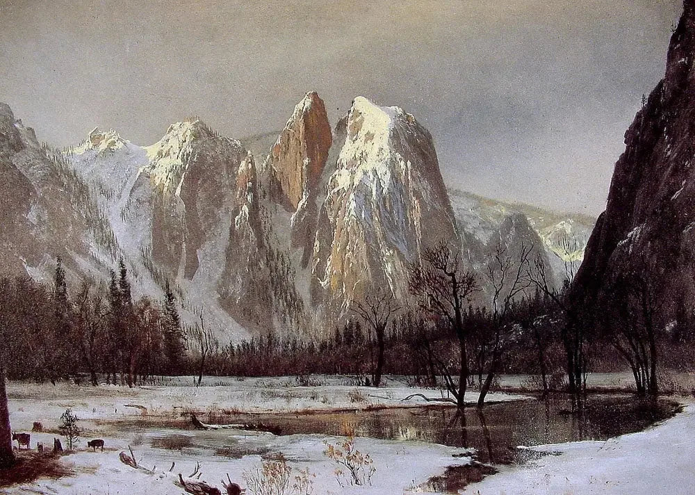 Cathedral Rock, vallée de Yosemite, Californie - Albert Bierstadt image 1 copie peinte à la main à l’huile